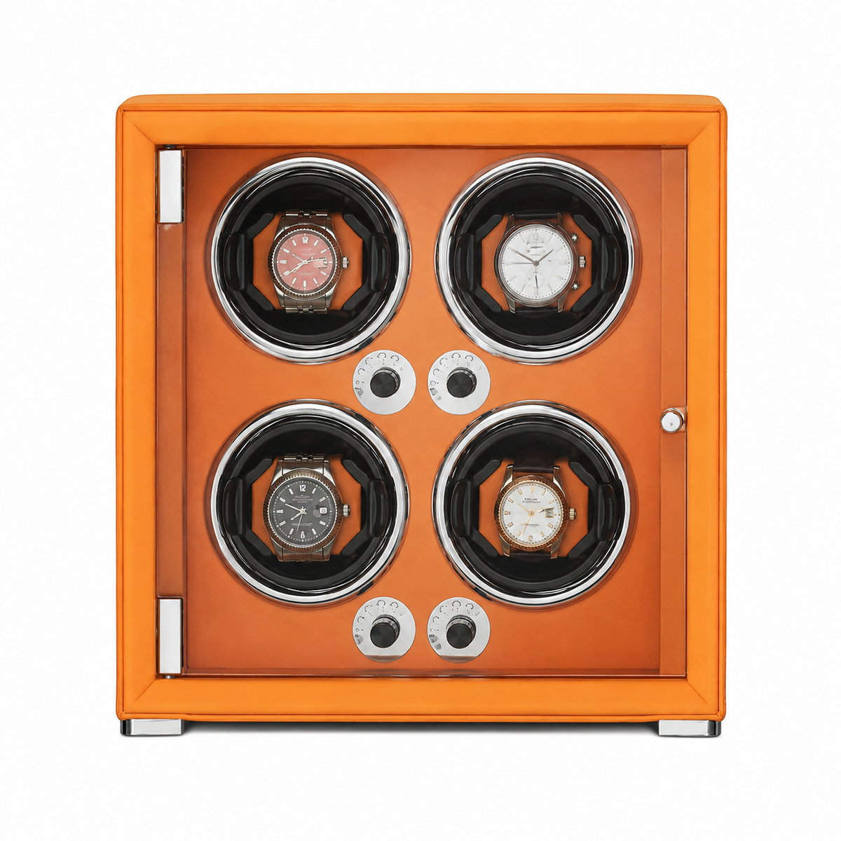 Terracotta Orange Leather Four-Watch Winder